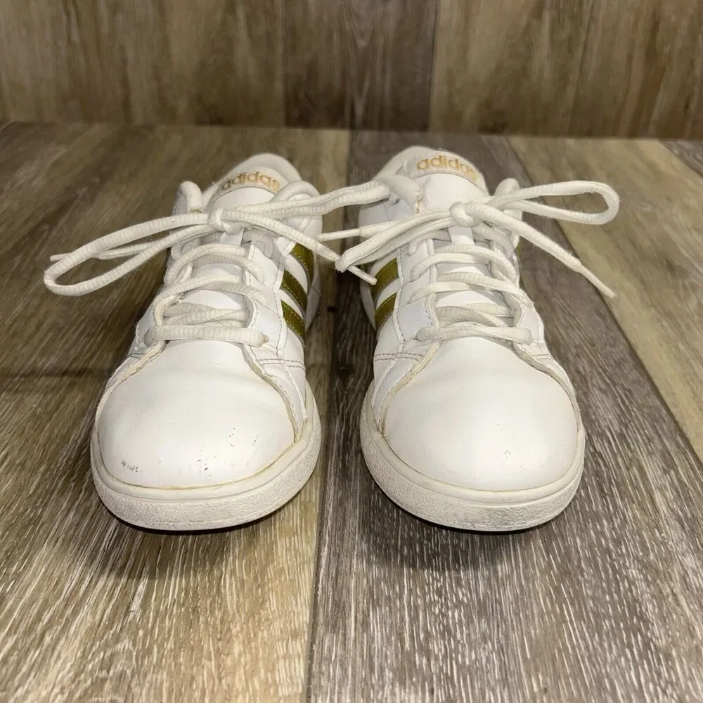 Adidas Baseline Youth US Size 3 Gold White Leather CG5844 Sneaker Shoes